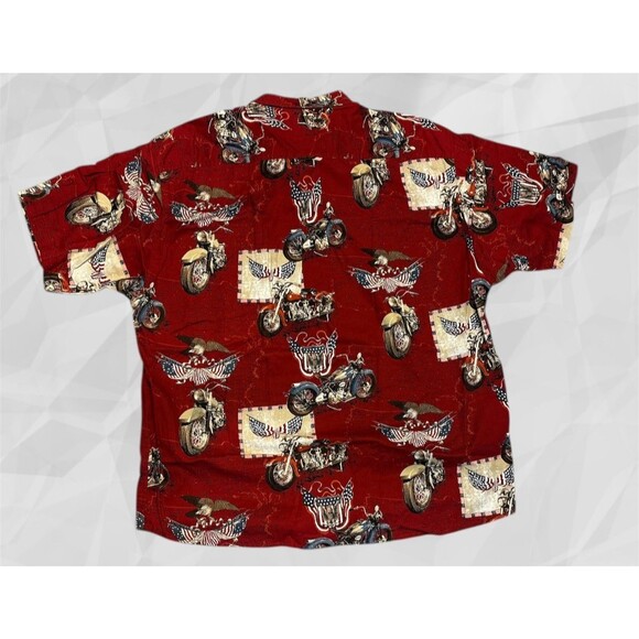 Clearwater Outfitters Motorcycles American Flag Print Short Sleeve Shirt sz XL - Picture 2 of 9